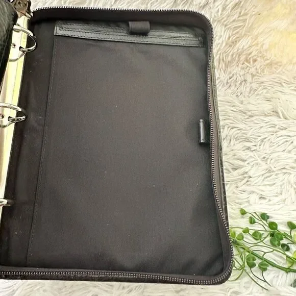 Brighton Black Leather Binder with Croc Emboss and Silver Decorative Clasp - Picture 8 of 13